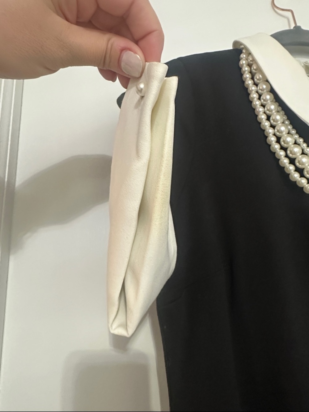Karl Lagerfeld Black Midi Dress with Cream Collar and Cuff Details - Picture 5 of 8